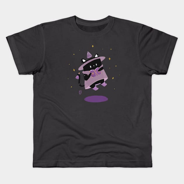 Witchy Cat Kids T-Shirt by Purple Panda